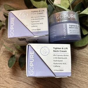 LOT OF 3 goPure Tighten Lift Neck Chest Moisturizer Cream Visibly Firming 1.7 oz